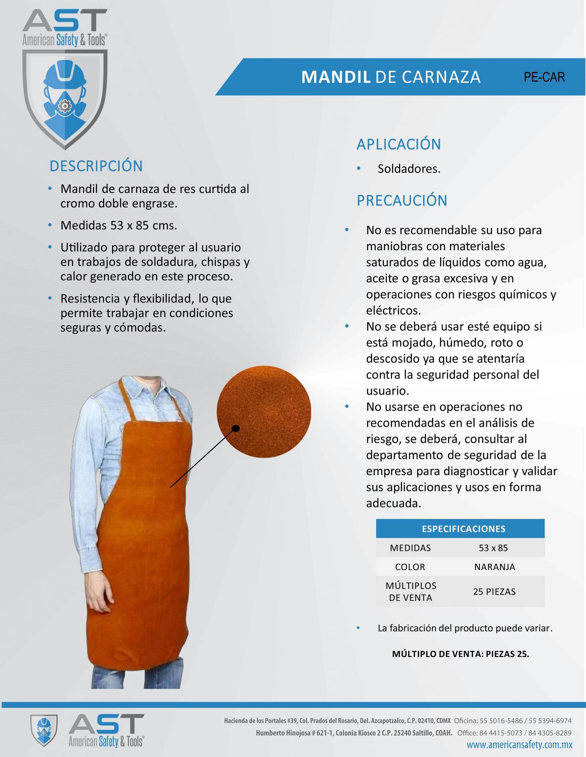 MANDIL DE CARNAZA PARA SOLDADOR / AST - Imagen 2