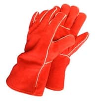 GUANTE DE CARNAZA TIPO SOLDADOR ROJO CON KEVLAR
