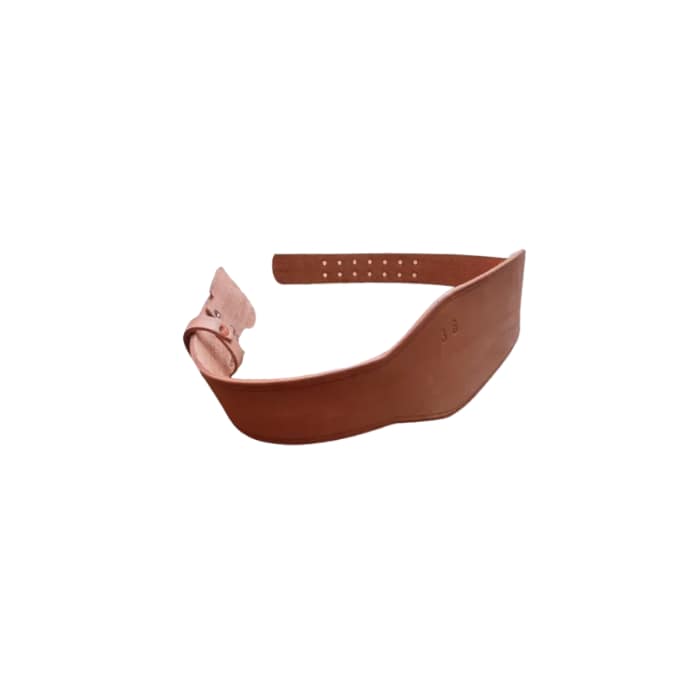 Faja de cuero para pesistas, diseñada para soporte lumbar.